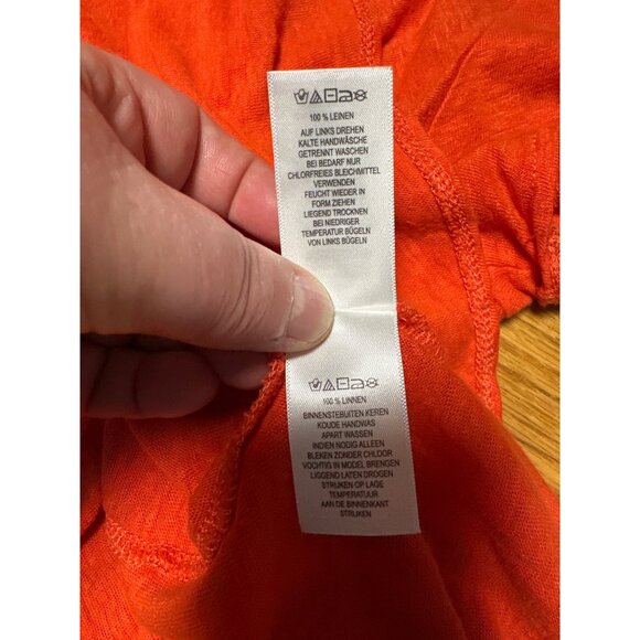 Tahari Womens Orange V-Neck Short Sleeve Linen Top Size 1X - Picture 9 of 10